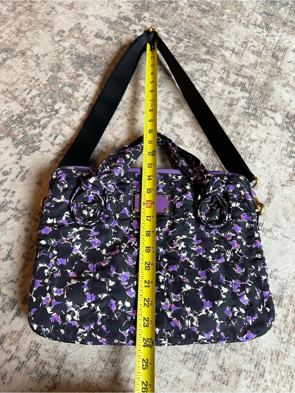 Marc by Marc Jacobs Standard Supply Workwear Floral Laptop Bag Tote Black Purple